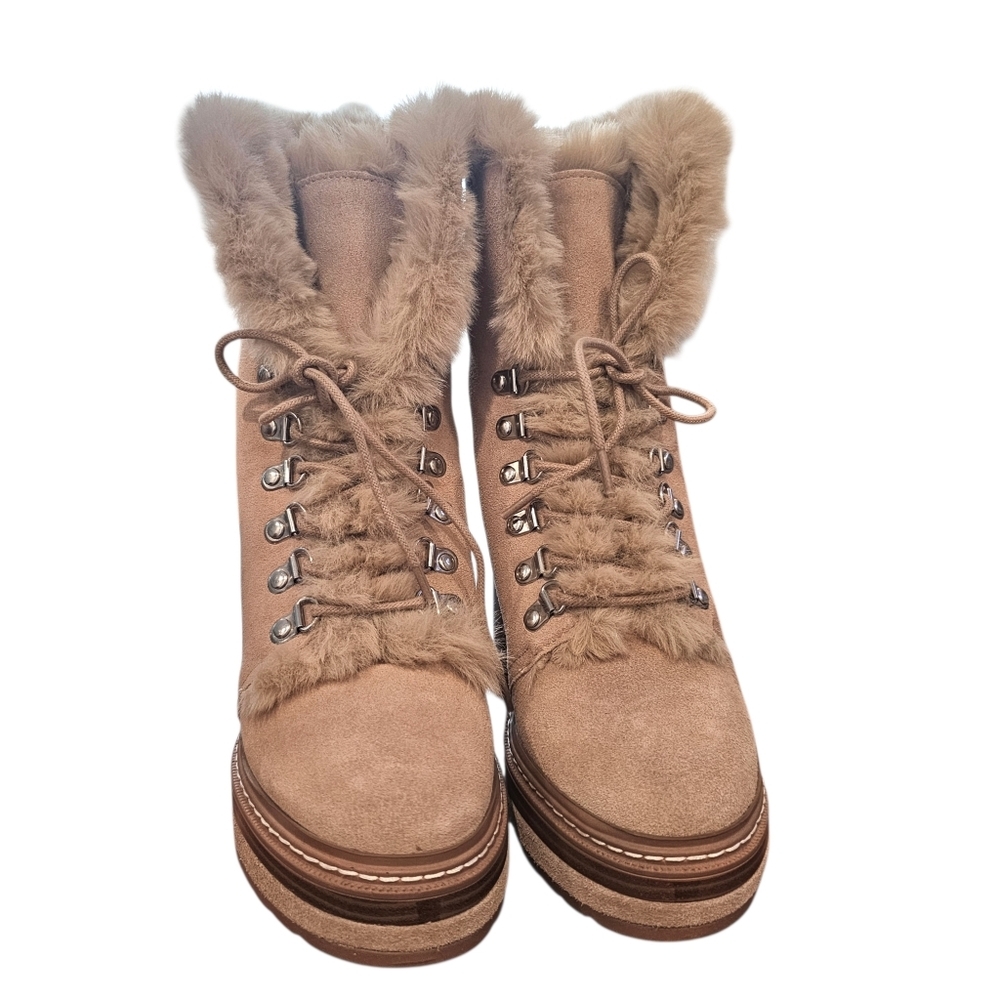Steve Madden Tan Fur-Trimmed Winter Boots